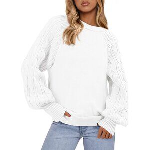 Womens Sweaters Fall Fashion 2025 Crew Neck Cable Knit Casual Loose Chunky Tunic